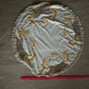 Round Vintage Floral Handmade Retro Tablecloth